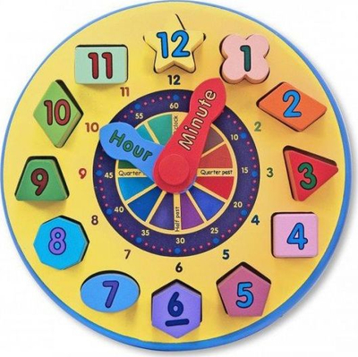 Loje edukative Sort O' Clock, orë druri, forma gjeometrike, shumëngjyrëshe