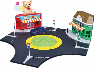 Set loje Bburago City Roundabout 18-31520, maket rrethrrotullimi, shkallë 1:43, blu