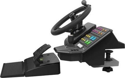 Сет контролери за игри Logitech G Saitek Farm Sim Steering Wheel 945-000062 и G X56 Hotas 945-000059, волан со педали, џојстик со гас, црн