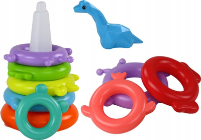 Lodër piramidë Dino Leantoys, 8 unaza, shumëngjyrëshe