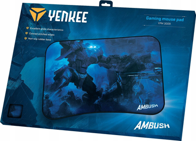 Mousepad gaming Yenkee AMBUSH YPM 3009, sipërfaqe stofi, bazë gome kundërrrëshqitëse, blu