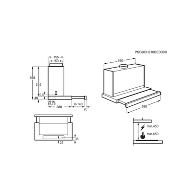 Aspirator telescopik Electrolux LFP616X, 60cm, LED, inoks