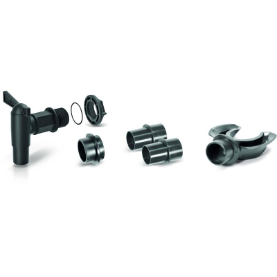 Set aksesorësh për fuçi shiu ICANSET 3, 5 pjesë, plastike, i zi