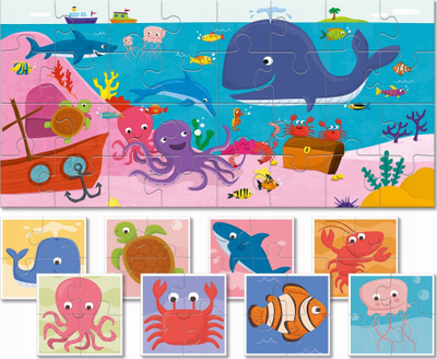 Puzzle për kalamaj Ludattica Baby Puzzle Underwater, 32 copa, 20 x 33 cm, shumëngjyrësh