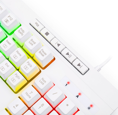 Tastierë lojrash Redragon K512 Shiva, membranë, RGB me shumë ngjyra, e bardhë