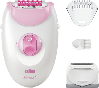 Epilator Braun Silk-épil Series 3 3-031, kokë rroje, kapak trimmer, i bardhë