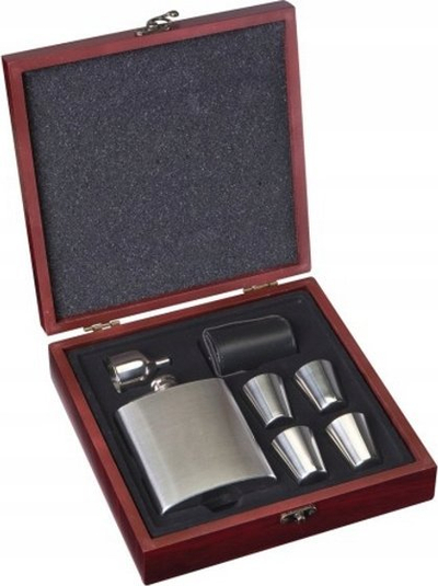 Set shishe xhepi Master Flask, 170 ml, 8 gota çeliku, argjendtë