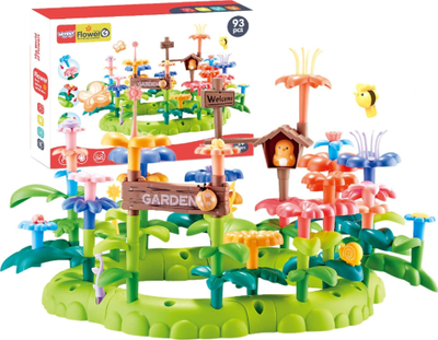 Lodër ndërtimi Woopie Montessori Magic Garden, 93 pjesë, XXL, shumëngjyrëshe