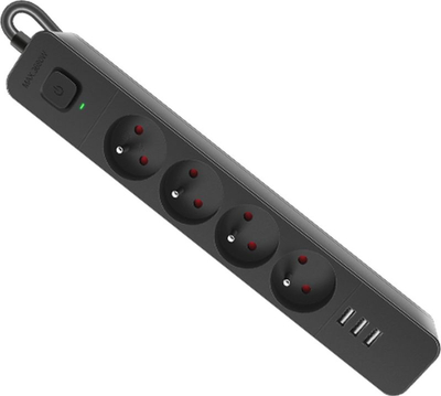 Prizë zgjatuese Defender SFS 99457, 4 dalje, 1.5m, 3x USB, e zezë