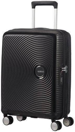 Кабински куфер American Tourister Soundbox, полипропилен, со проширување, црн