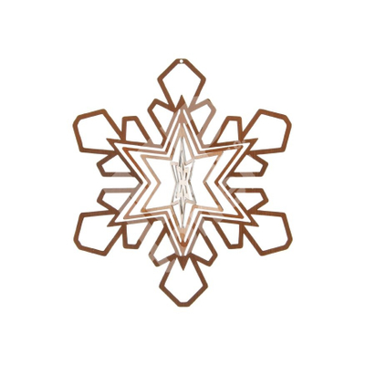 Zbukurim Krishtlindjesh borëflake metalike, 7.8x8cm, varëse, ari