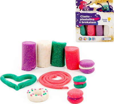 Сет пластелин Polesie Genio Kids, 4 бои, со сјај, шарен