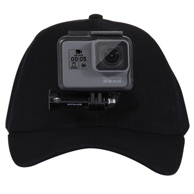 Kapelë sportive Puluz Cap, mbajtës për GoPro SJCAM Xiaomi, pambuk, e zezë