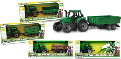 Set lodrash fermë Artyk Mini Farm Small Farmer, traktor me rimorkio, shumëngjyrësh