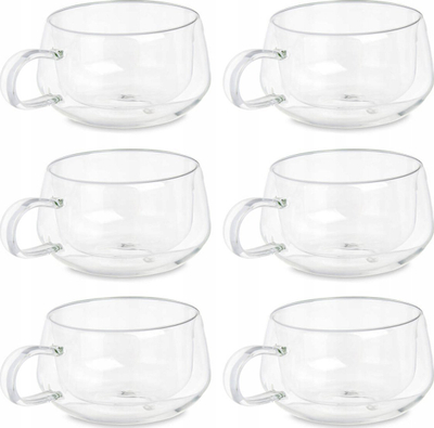 Set filxhanësh Vivalto, 6 copë, xham me fund të dyfishtë, 280ml, transparent