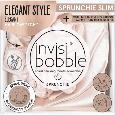 Gomë flokësh Invisibobble Sprunchie Slim Bow Ballet Flats, me fjongo, ngjyrë bezhë