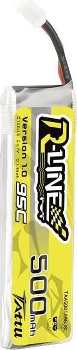 Bateri LiPo Tattu R-Line Version 1.0, 500mAh, 3.7V 95C, e verdhë