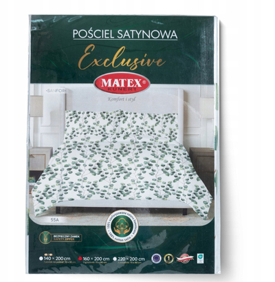 Комплет чаршафи Bed Linen Satin Exclusive Floral, 220x200 cm, памук сатен, нијанси зелена