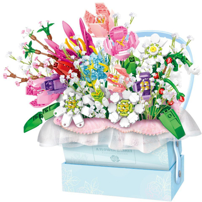 Set ndërtimi LeanToys Flower Basket 6023, 761 copa, LED, blu