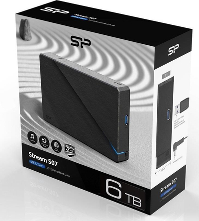 Hard disk i jashtëm për kompjuter Silicon Power Stream S07, 6TB, USB 3.1 Gen 1, i zi
