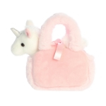 Lodër pelushi Aurora Fancy Pals Unicorn, set me çantë, 20 cm, rozë me të bardhë