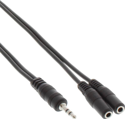 Kabllo audio InLine 99300A, Jack 3.5mm në 2x Jack 3.5mm, 1m, i zi