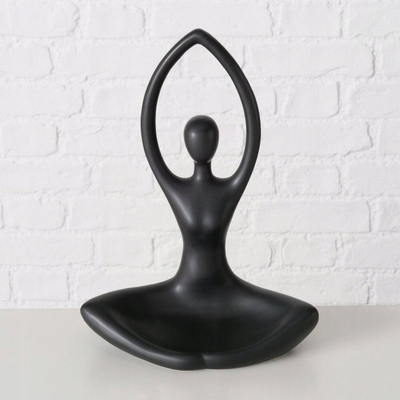 Mbajtëse qirinjsh tealight YOGA, porcelan, 30 cm, e zezë