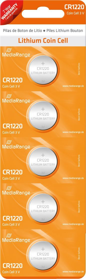 Bateri buton MediaRange CR1220, litium, paketim me 5 copë
