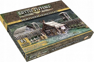 Сет терен Battle Systems Fantasy Terrain Log Hut Northern Homestead, за минијатури 28–35mm, обоен картон