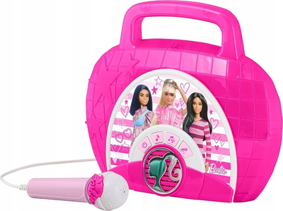 Karaoke boombox për fëmijë Barbie Sing Along, mikrofon, muzikë të integruar, drita LED, rozë