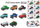 Set lodrash me blloqe Mini Block Cross Country Vehicle, 8 makina, për kalamaj