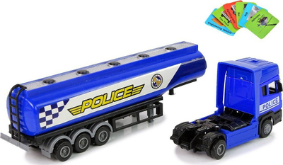Kamion lodër policie Leantoys Die Cast, cisternë 30 cm, plastikë edhe metal, blu