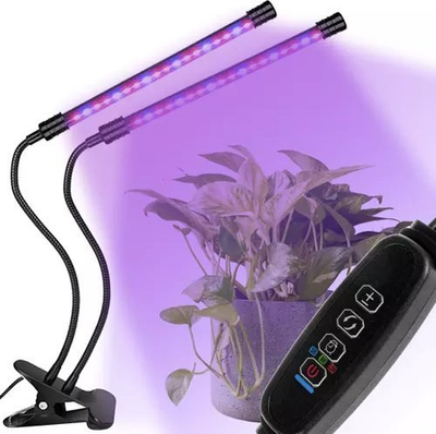 Llampë LED për bimë, 2 panele, me timer, me USB, e zezë