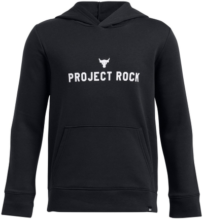 Дуксер со капуљача Under Armour Project Rock Rival Kids, за деца, црн