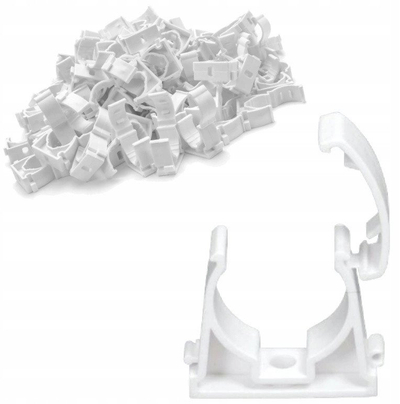 Kapëse tubi AKS Zielonka U 28 111571, PVC, 28mm, e bardhë