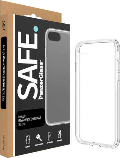 Futrollë PanzerGlass SAFE ClearCase për iPhone SE 2020 2022 8 7, TPU, rri me MagSafe, transparente