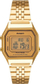 Orë dore Casio Retro me ekran dixhital, alarm, ngjyrë ari