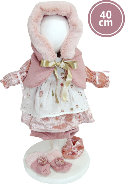 Rroba për kukull Llorens Dress No. 54044, për kukulla 40 cm, set 6 pjesë, rozë