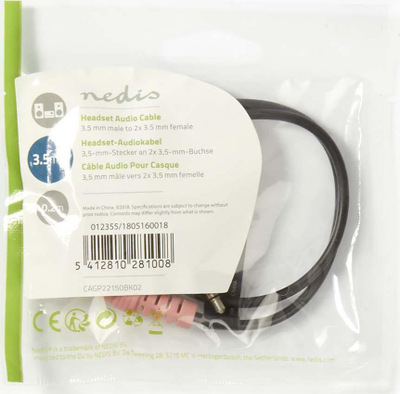 Adapter audio 3.5mm për kufje dhe mikrofon, ndarës, ngjyrë e zezë