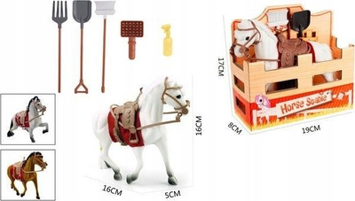 Set lodër kali Flocked Pony, figurë 16cm, me aksesorë, i bardhë