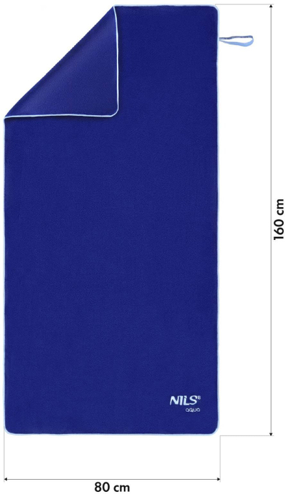 Peshqir mikrofibre NILS Aqua NAR14, thahet shpejt, për sport dhe plazh, blu