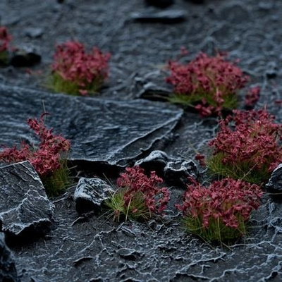 Aksesor për modelim Gamers Grass Tufts Flowers, tufëza zbukuruese, lule të kuqe