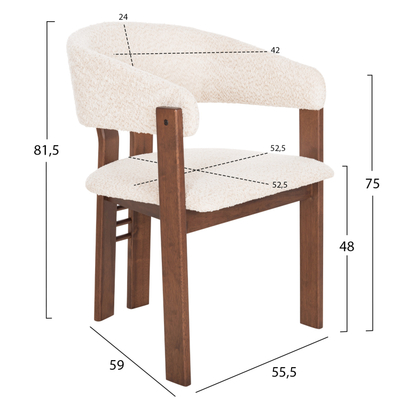 Karrige ngrënieje Zarra 55,5x59x81,5Hcm (HM9970.03)