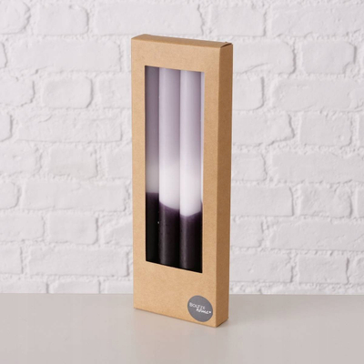 Qirinj dekorativë Boltze Simple Wax Candles, set me 4 copë, 25 cm, gri me të zezë