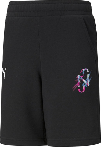 Pantallona të shkurtra për kalamaj Puma Neymar Jr Creativity 605561-01, pambuk me poliester, me bel me garzë, të zinj