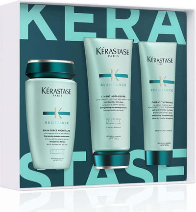 Set për flokë Kerastase Resistance, shampo 250 ml + krem rigjenerues 200 ml + qumësht pa shpëlarje 150 ml