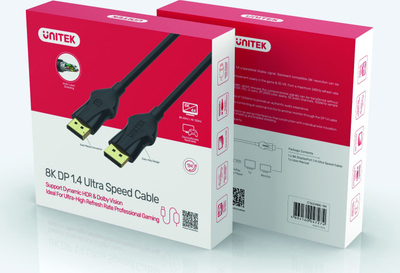 Kabllo DisplayPort Unitek 1.4, 8K, 1m, e zezë