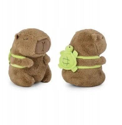 Maskotë pelushi Daff Capybara me çantë breshke, 21 cm, kafe