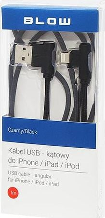 Kabllo Blow USB A në Lightning, 1 m, kënd i drejtë, e zezë