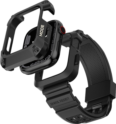 Këllëf me rrip Kingxbar CYF134 për Apple Watch 44mm, çelik edhe TPU, i zi
